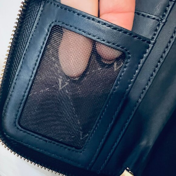 Vince Camuto Navy Blue/Gold Women's Zip Up Around Wallet-Genuine Leather-Storage - Picture 11 of 15